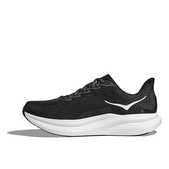 Mens Hoka Mach 6 Wide in Black/White Pace Booster Street Step