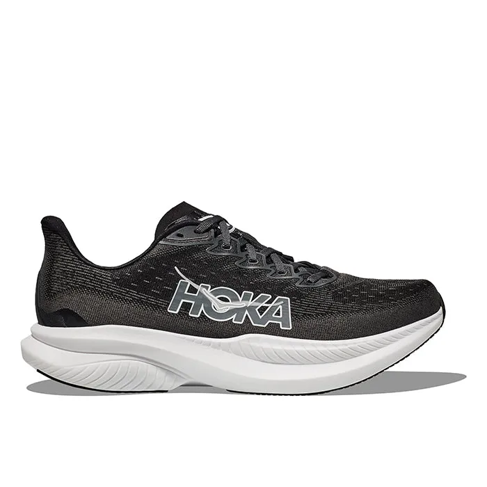 Breathable Quarter Panels Mens Hoka Mach 6 Wide in Black/White