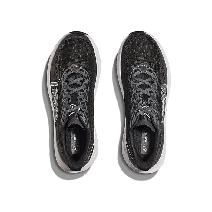 Comfortable Tongue Low Cut Prostration Mens Hoka Mach 6 Wide in Black/White