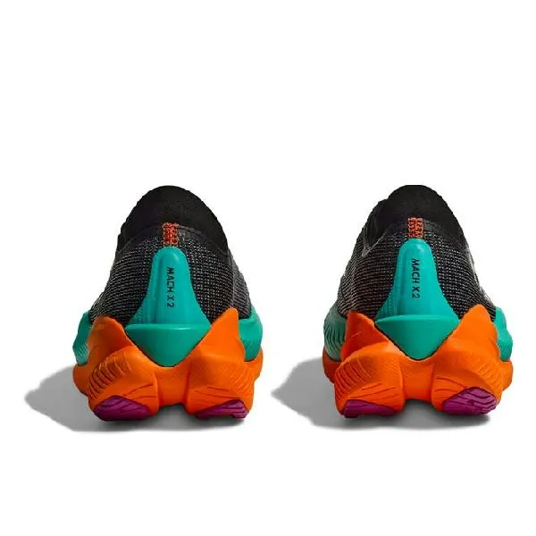 Mens Hoka Mach X 2 in Black/Electric Aqua Support Core