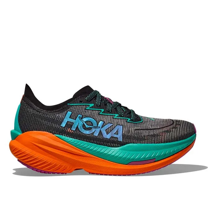Mens Hoka Mach X 2 in Black/Electric Aqua Training Flex Everyday Sneakers