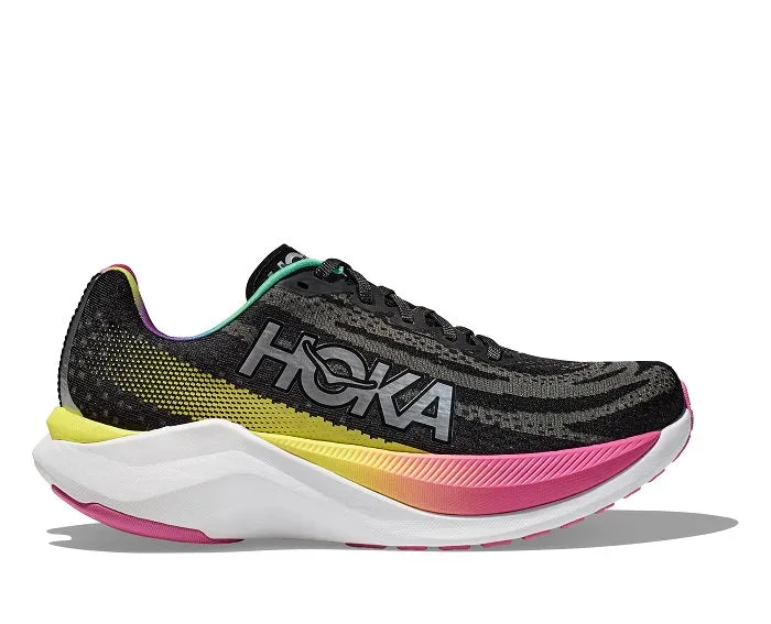 Mens Hoka Mach X in Black/Multi Vegan Material Option Versatile Wear