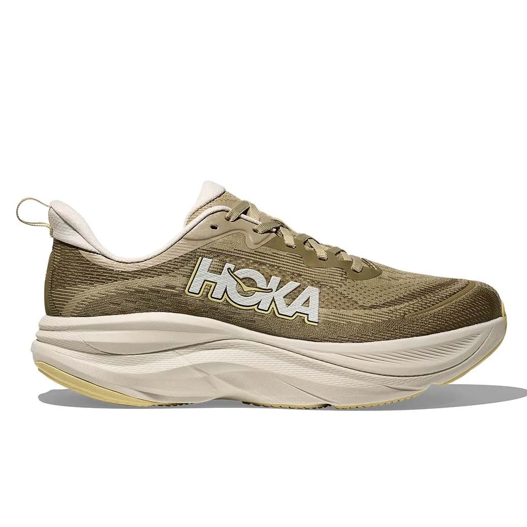 Shock Absorbing Multi Directional Flex Grooves Mens Hoka Skyflow in Wild Mushrom/ Grassland