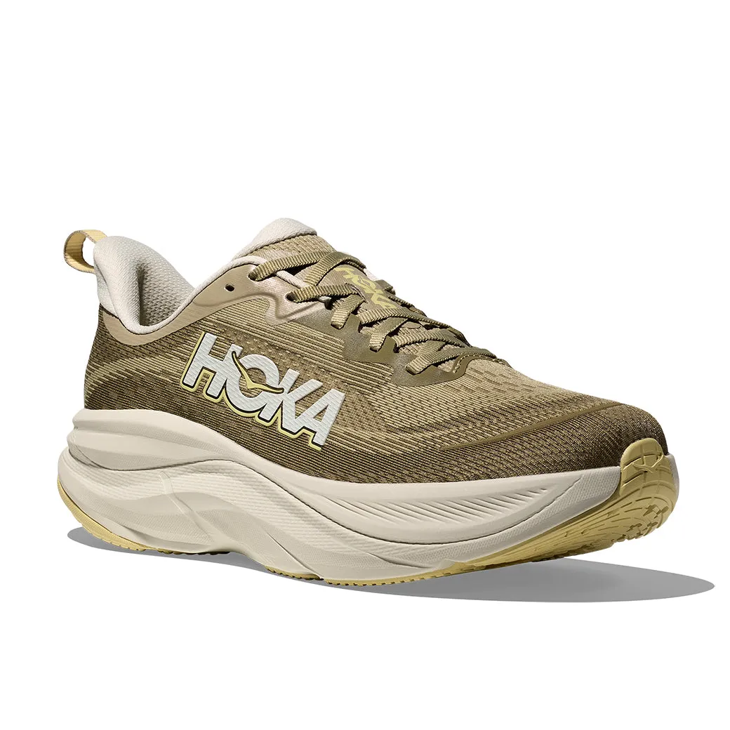 Comfortable Fitment Padded Tongue Construction Mens Hoka Skyflow in Wild Mushrom/ Grassland