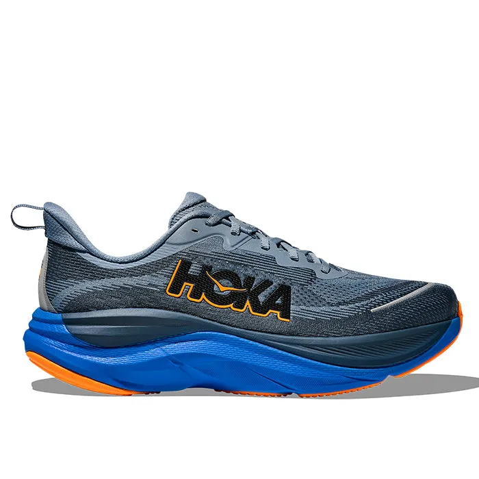 Mens Hoka Skyflow Wide in Downpour/Thunder Cloud Soft Leather Durable Rubber Outsole