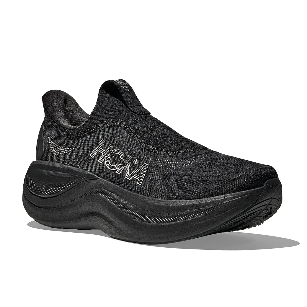 High Rebound Sole Mens Hoka Skyward Laceless in Black/Black