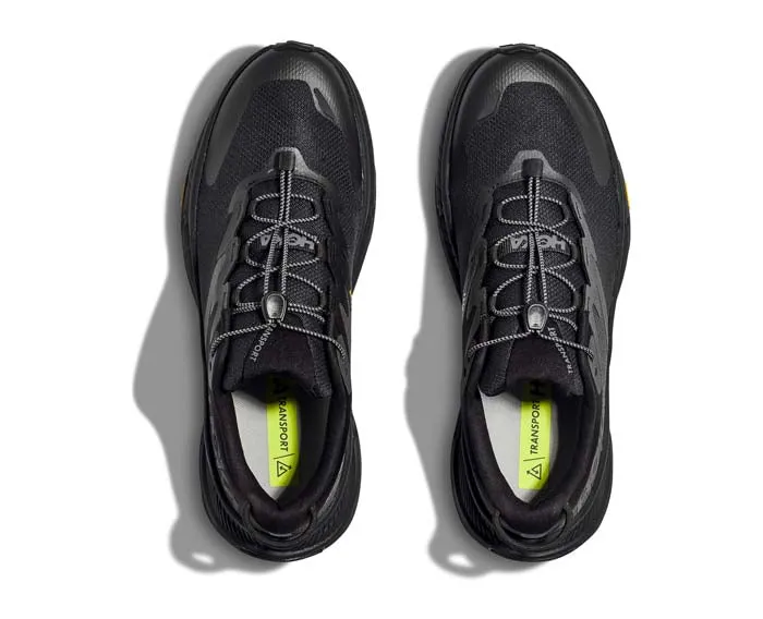Mens Hoka Transport in Black/Black No-Slip Grip Soft Flex