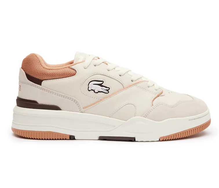 Narrow - toe - box 5K running Men's Lacoste Lineshot 124 3 SMA (Off White/Light Brown)