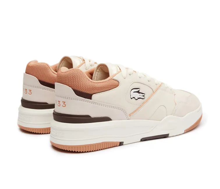 Men's Lacoste Lineshot 124 3 SMA (Off White/Light Brown) Shock Absorbing Plate Sports Footwear