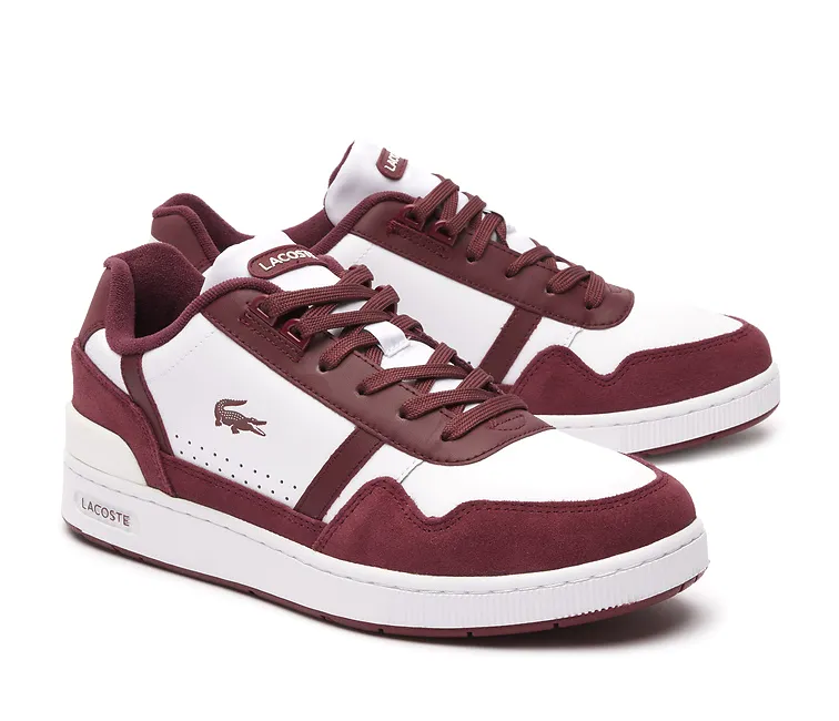 Men's Lacoste T-Clip 223 3 (White/Burgundy) reinforced - heel running wear