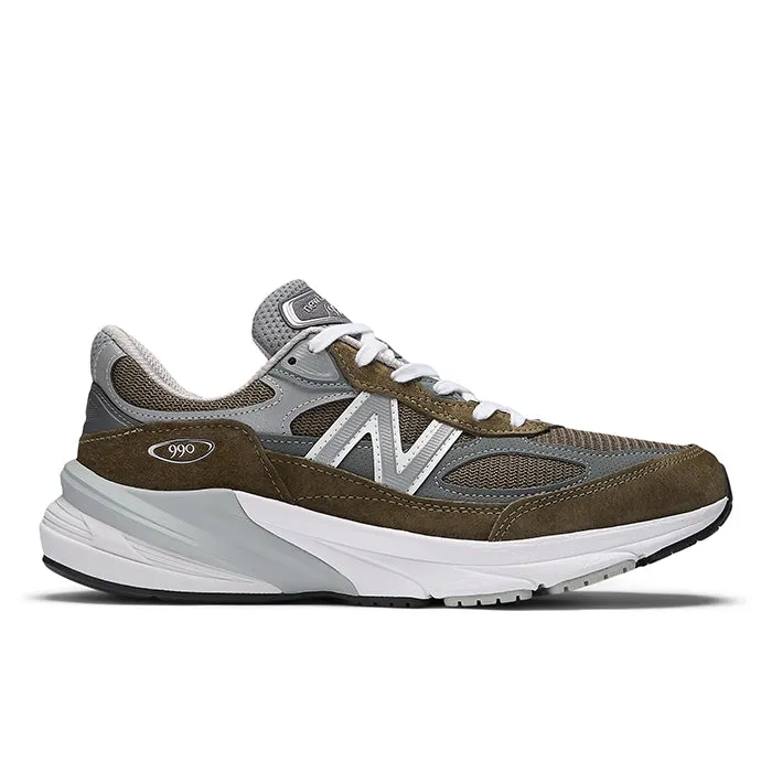 Mens New Balance Made in USA 990v6 in Olive/Grey Breathable Grip Eco Use