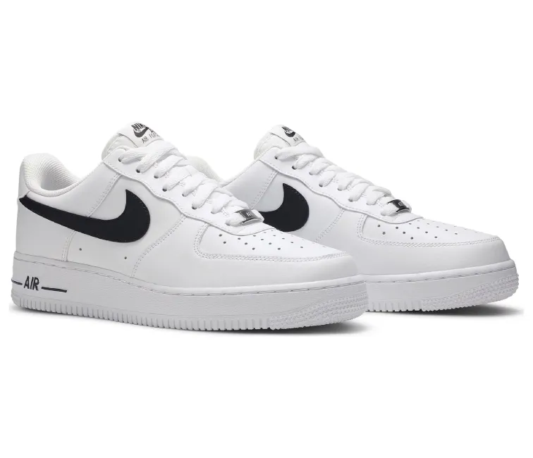 Men's Nike Air Force 1 Low (White Black) zipper closure shoes amateur runner