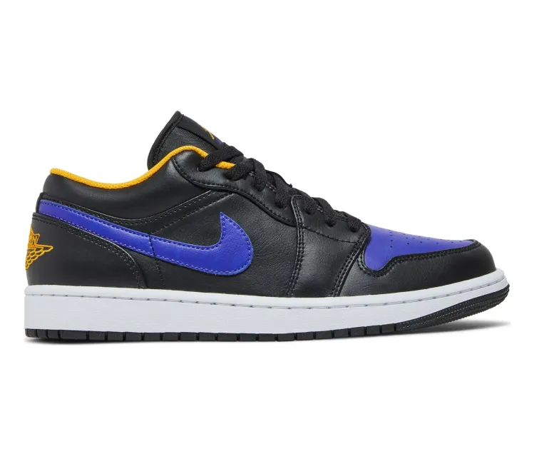 Men??s Nike Air Jordan 1 Low (Dark Concord/Lakers) leather - strap shoes