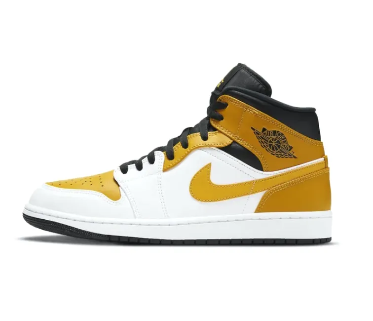 Men's Nike Air Jordan 1 Mid (University Gold) home - workout running shoes race - day shoe preparedness