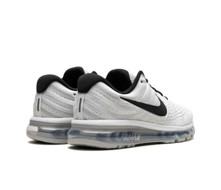 Men's Nike Air Max 2017 (White/Pure Platinum) running in a canyon area shoes