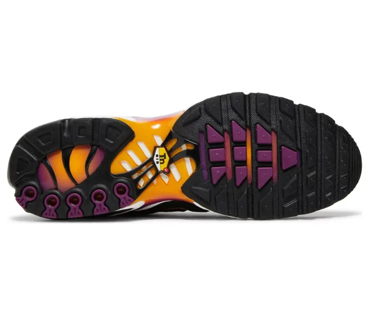 Men's Nike Air Max Plus TN (Black/Gold-Purple) running in flat tracks shoes