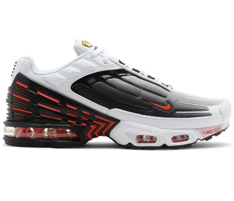 Men's Nike Air Max Plus TN III (White/Team Orange) running for a way to stay balanced