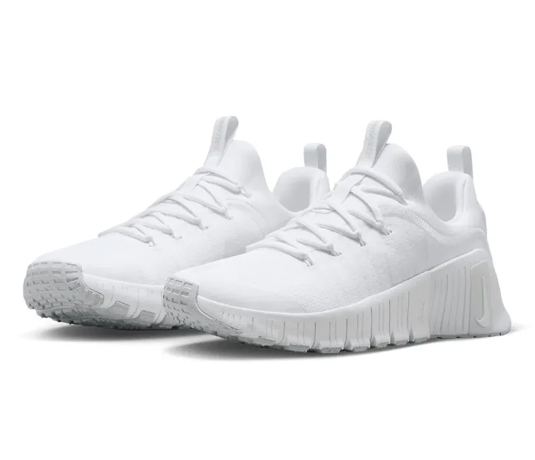 Men??s Nike Free Metcon 6 (Triple White) thin sole shoes running in neutral colors