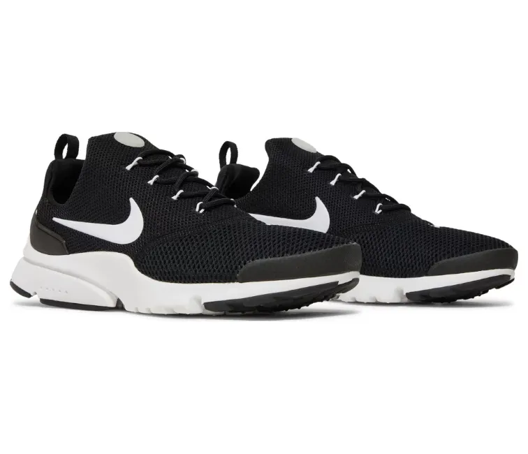 Men's Nike Presto Fly (Black/White) running on dirt roads