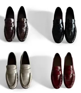Men's Shoes , Soft Eel Skin Leather Loafers Wave View