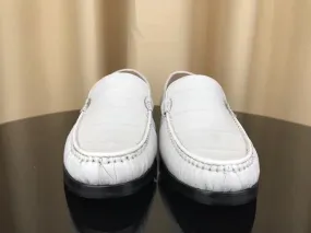 Market Mood Men's Shoes , Soft Eel Skin Leather Loafers White