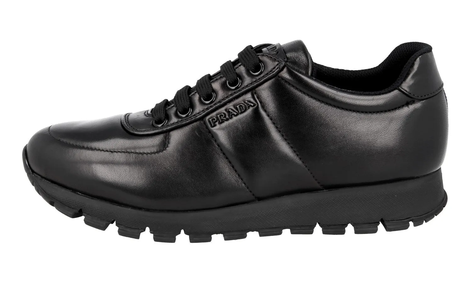 Sneaker Sales Prada Women's Black Leather Matchrace Sneaker 3E6386