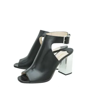 Prada Black Peep Toe Ankle Strap Block Heel Booties 38 Fresh Drop Comfort support