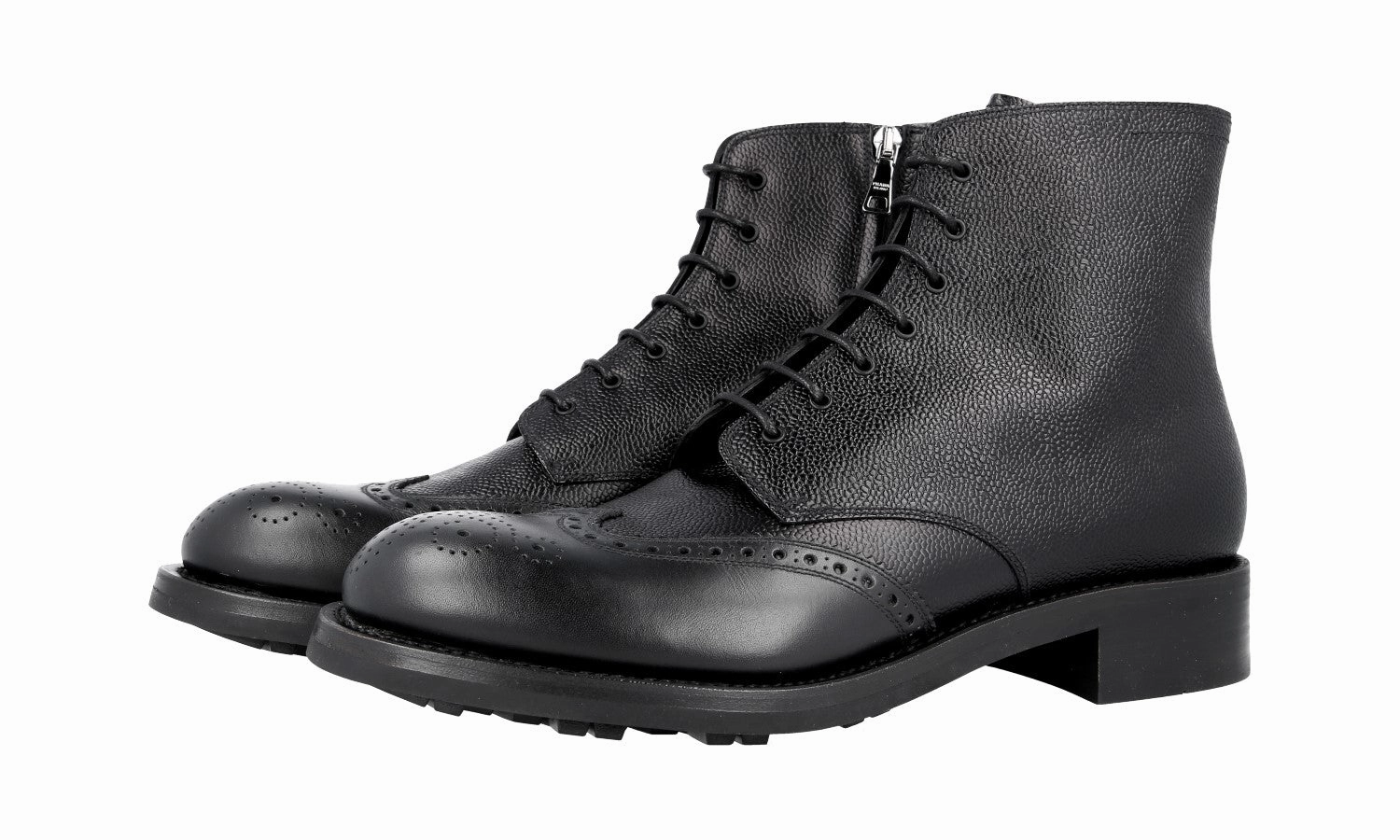 Prada Men's Black welt-sewn Leather Half-Boot 2TE103 Low Height Work Chicwear