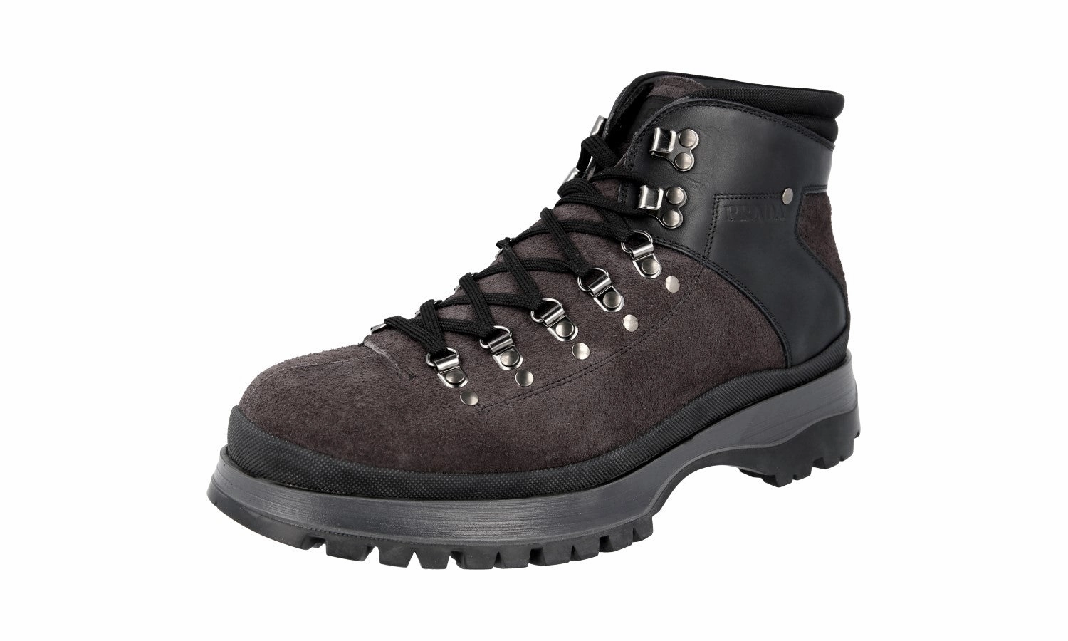 Prada Men's Grey Leather Brixxen Half-Boot 4T3165 Trendy Look