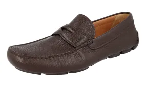 Prada Men's Brown Leather Driving Loafers 2DD001 Scandi Clean