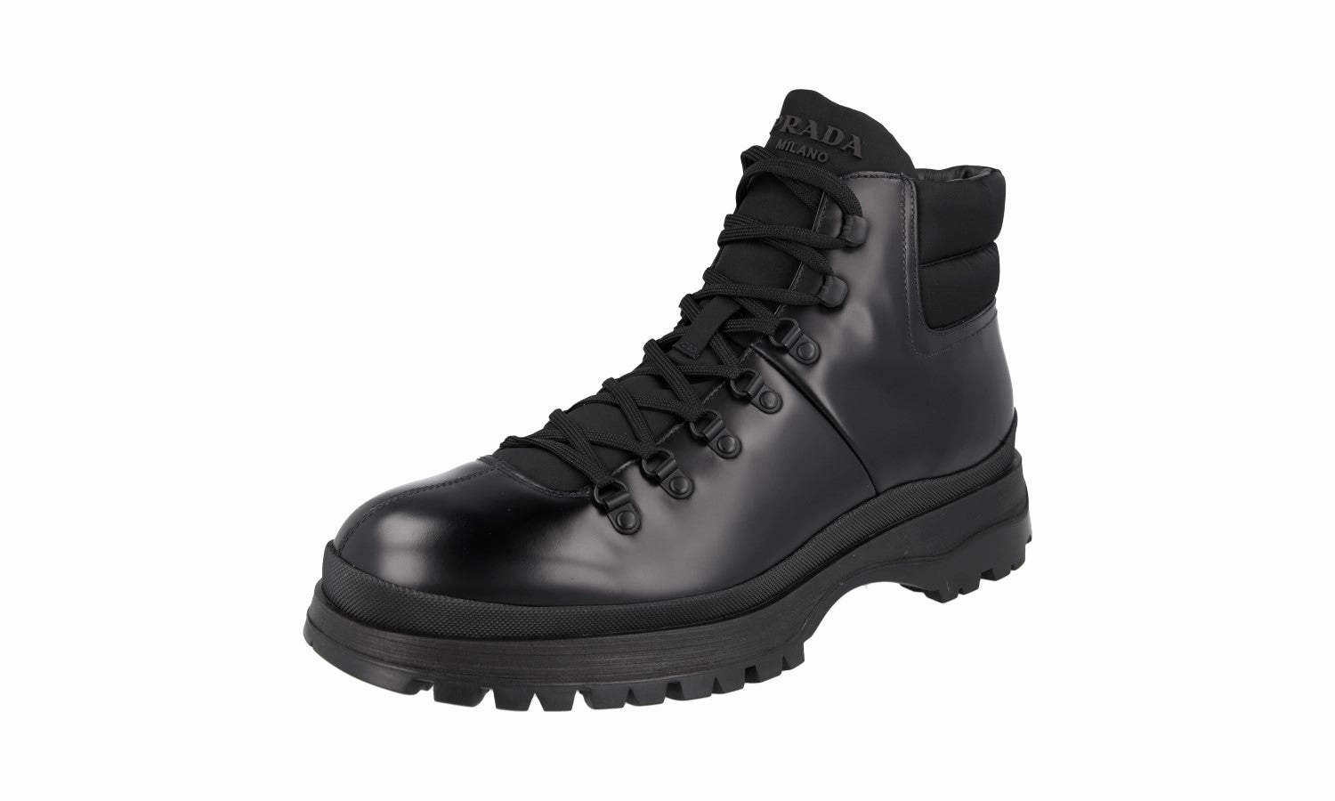 quick pairing Comfort sole Prada Men's Black Leather Brixxen Half-Boot 2TE179
