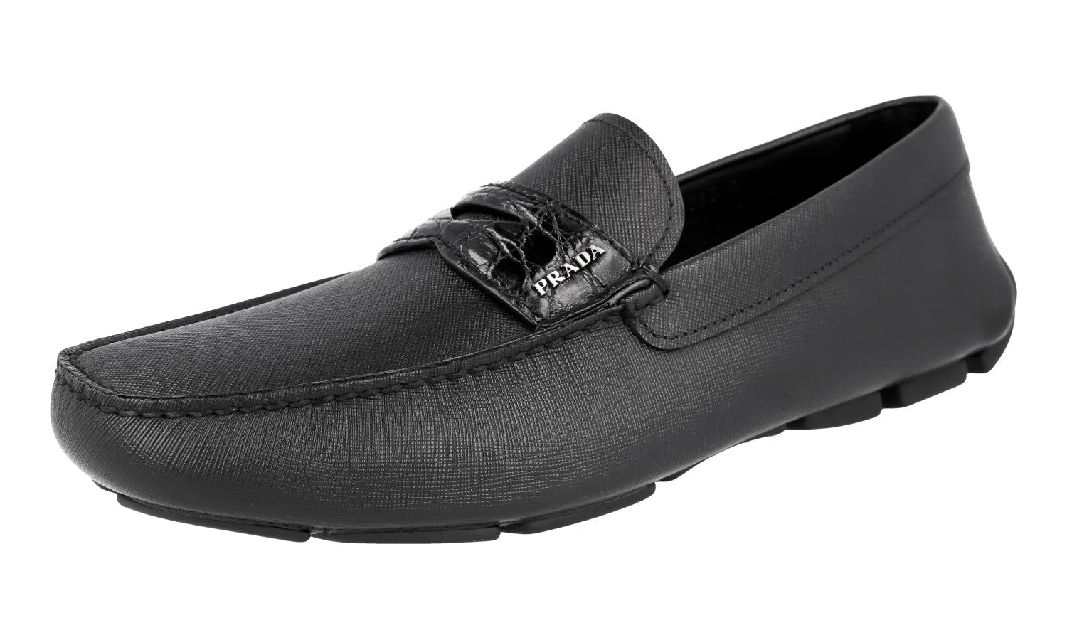Form Neat Way Power Prada Men's Black Saffiano Leather Penny Loafers 2DD151