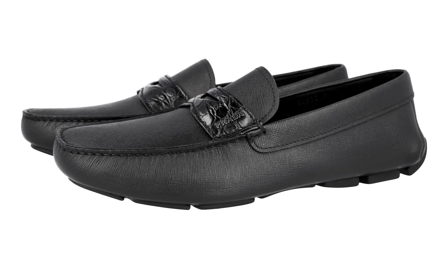 Autumn Fashion Prada Men's Black Saffiano Leather Penny Loafers 2DD151