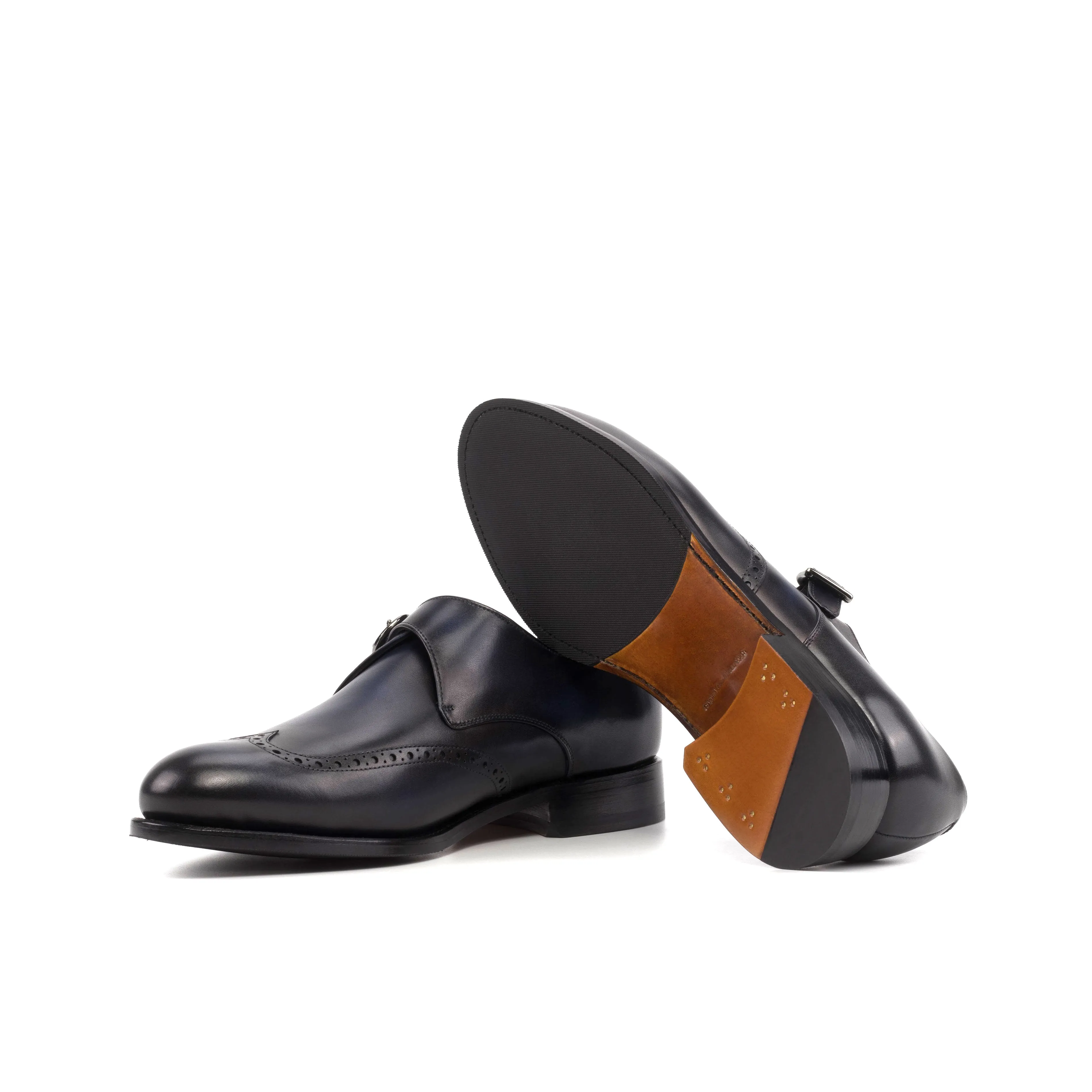 Navy Single Monk Strap Shoes Eye Shade Timeless Office