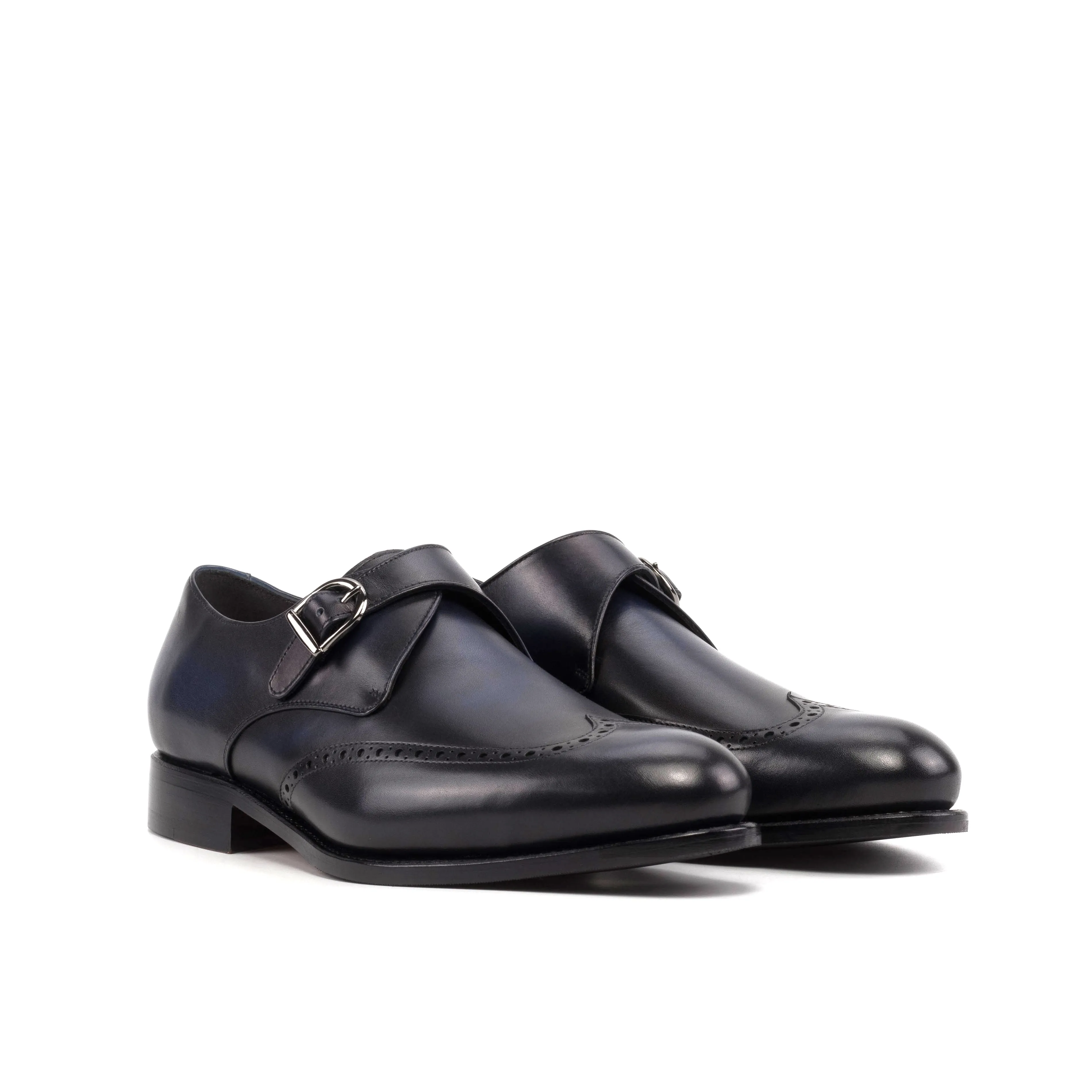 Navy Single Monk Strap Shoes Business Wear