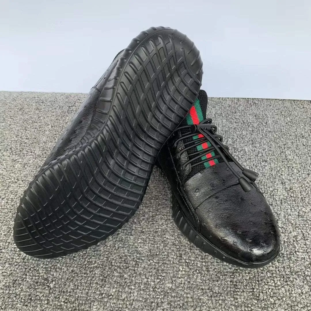 Garden Step Crocodile Shoes Women's Ostirch Leather Lace-Up Sneakers