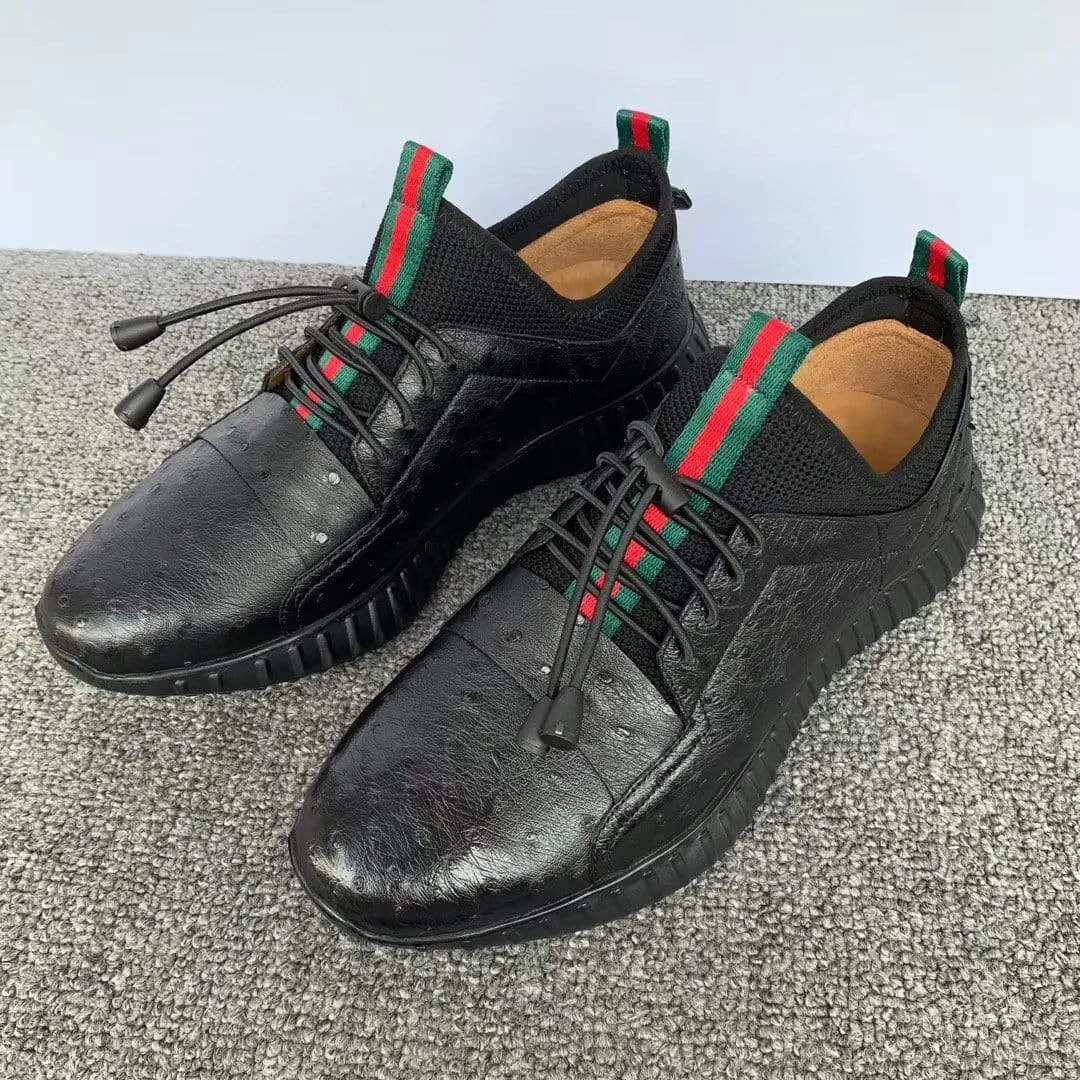 Crocodile Shoes Women's Ostirch Leather Lace-Up Sneakers View Spot Business Casual Shoes