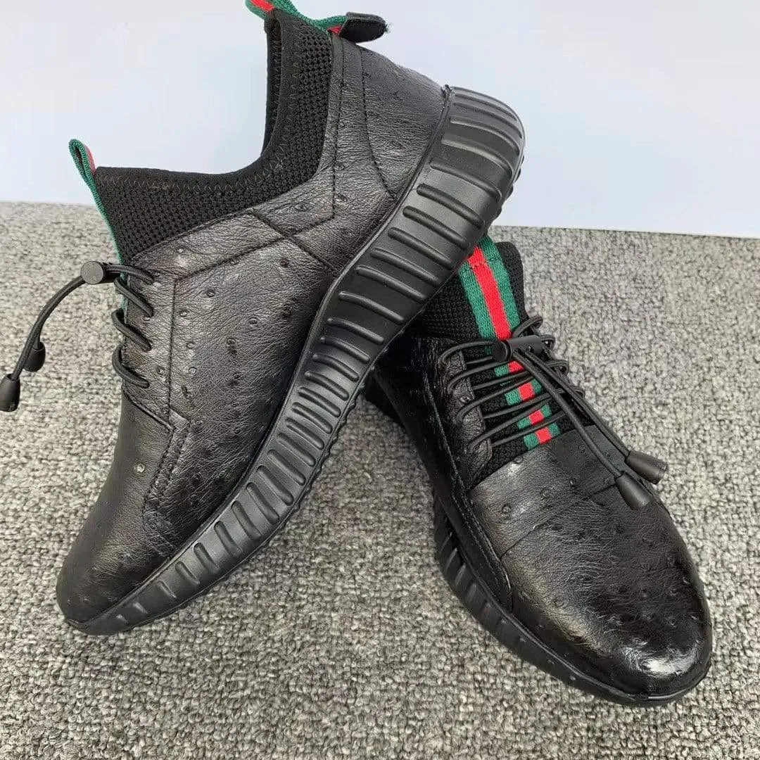 Nature Trek Bridge Path Crocodile Shoes Women's Ostirch Leather Lace-Up Sneakers