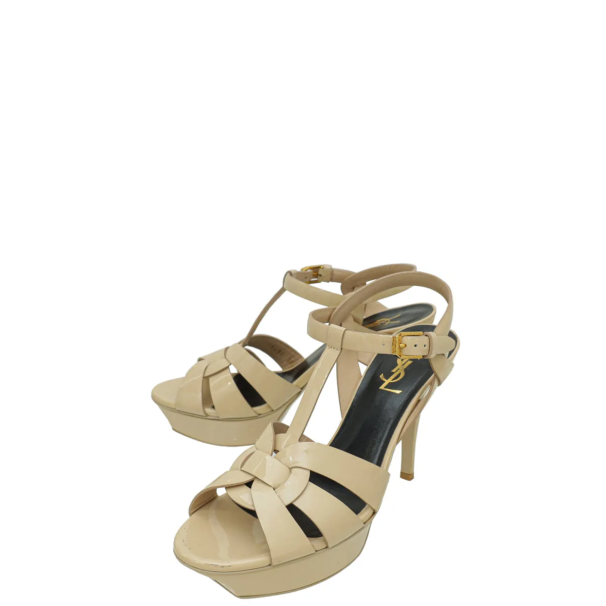 Platform Booties YSL Beige Mid Heel Tribute Sandal 38