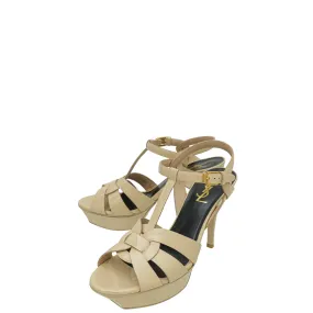 Platform Booties YSL Beige Mid Heel Tribute Sandal 38