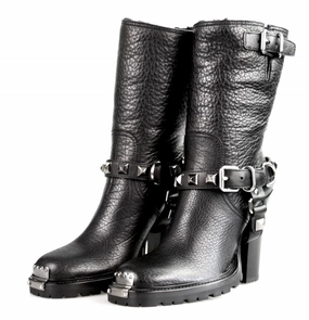 Miu Miu Women's Black welt-sewn Leather Half-Boot 5U9427 Winter Layer City Wardrobe