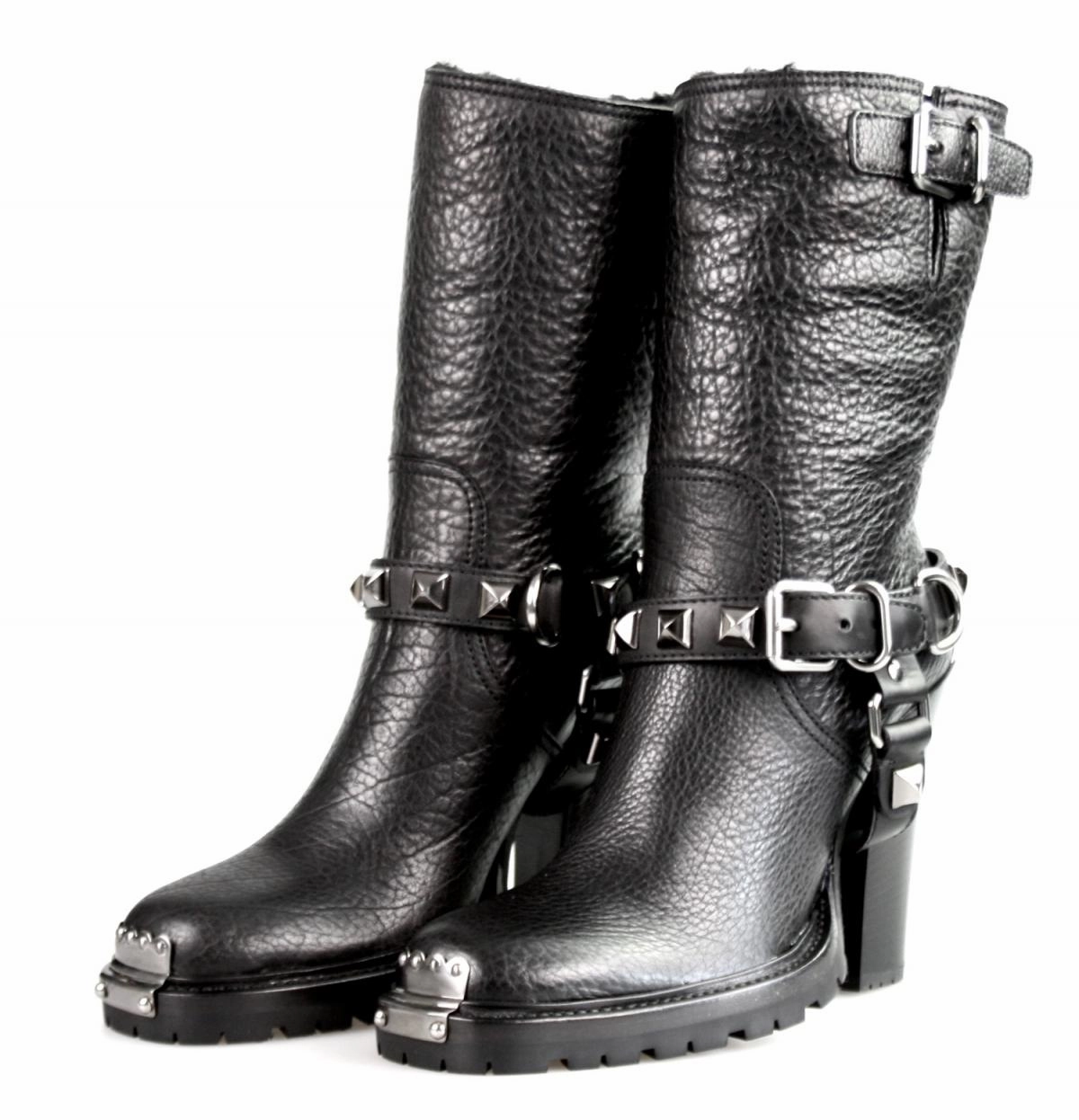 Miu Miu Women's Black welt-sewn Leather Half-Boot 5U9427 Winter Layer City Wardrobe