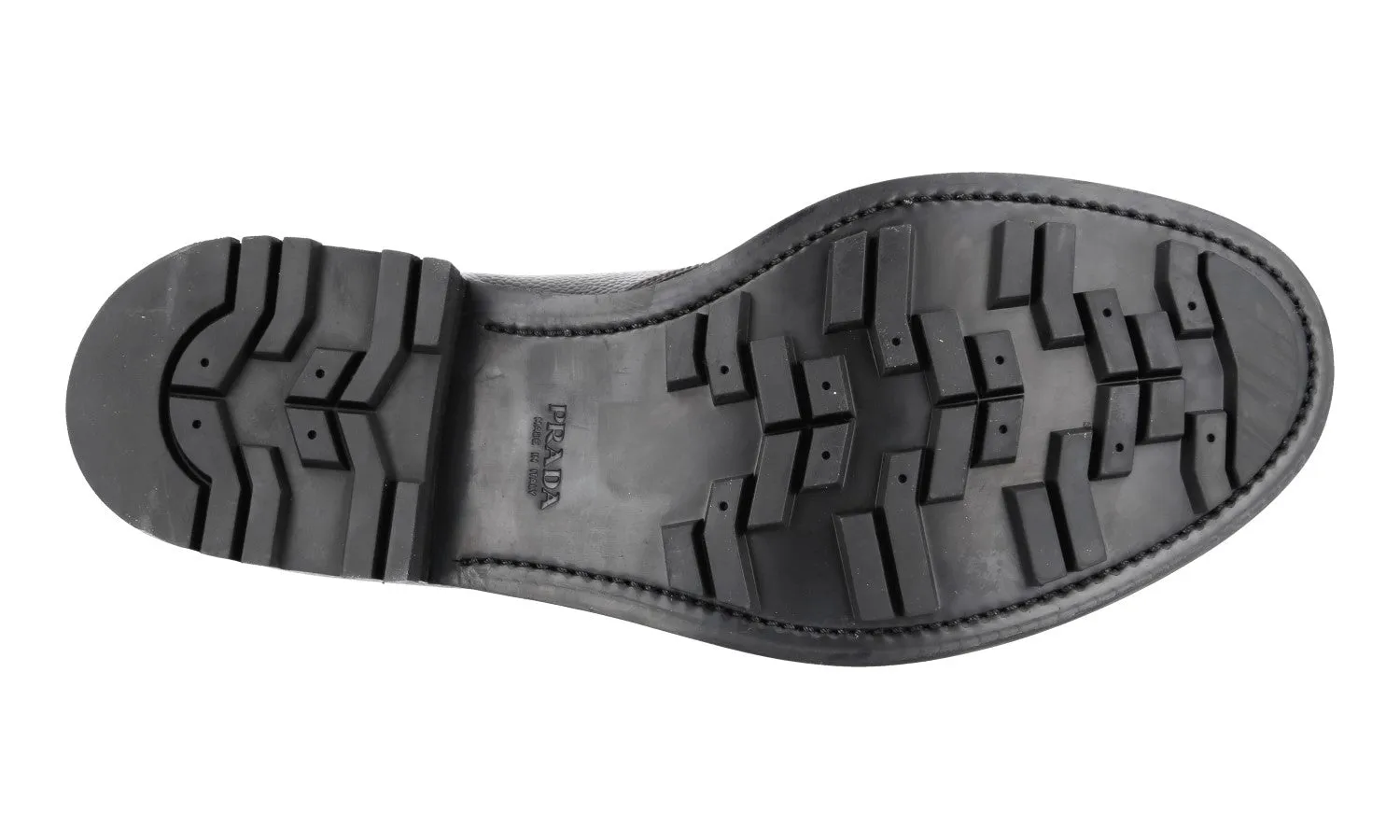 Prada Men's Brown welt-sewn Leather Lace-up Shoes 2EE228 Prime Walk Double Stitch