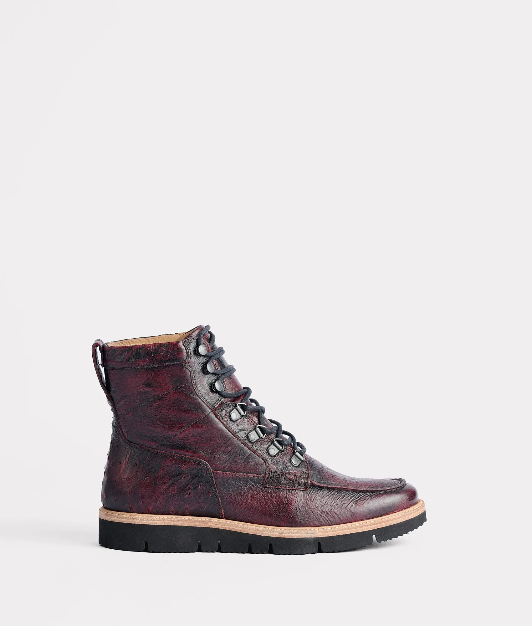 Urban Commute Ridgeline Exotic Lace Up Boot :: Black Cherry
