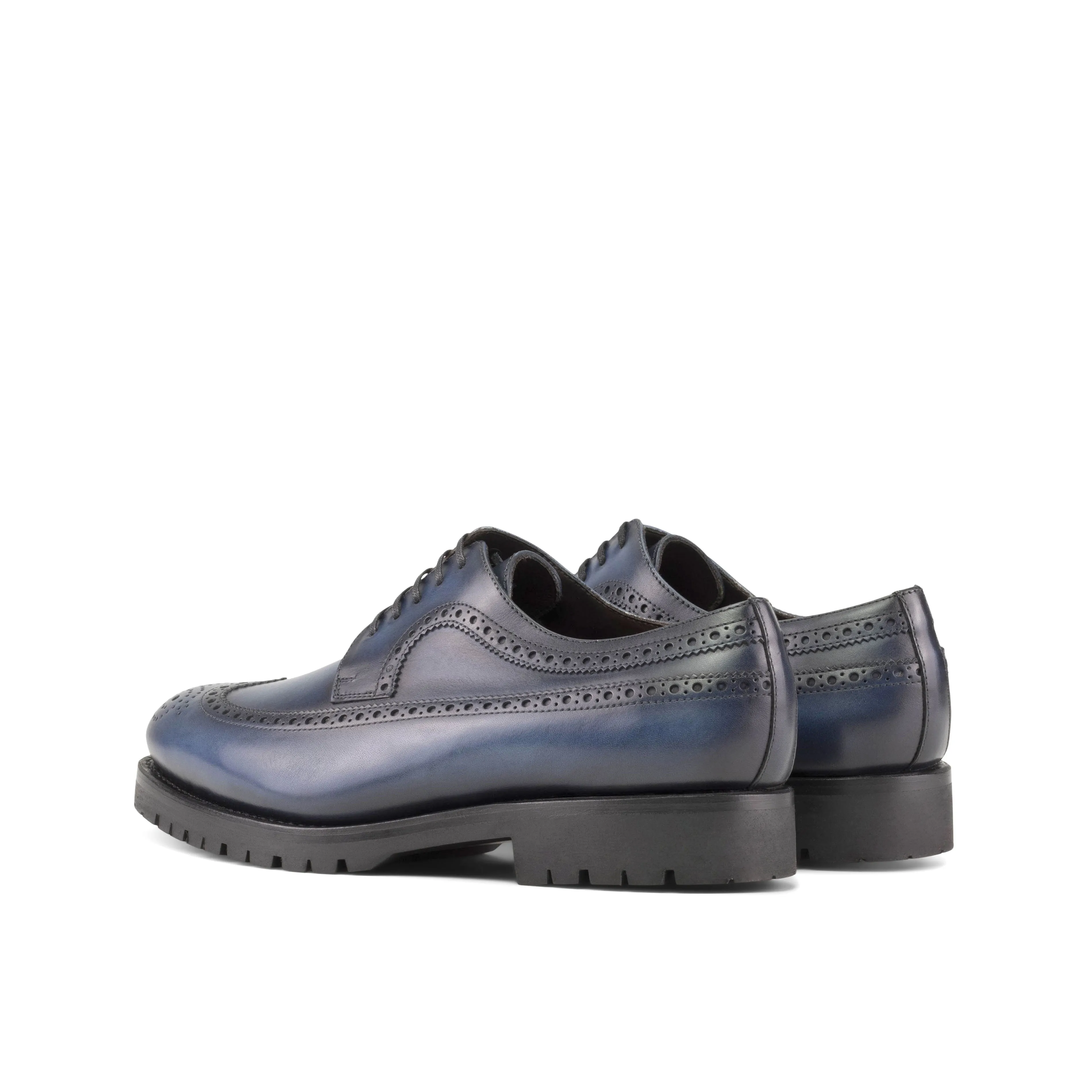 Private Office Navy Blue Longwing Blucher Chunky Shoes