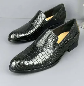 Crocodile Shoes Genuine Crocodile Skin Leather Classic Fashion Brogue Slip On Driving Loafers Light Step Shoes Relaxed Walk