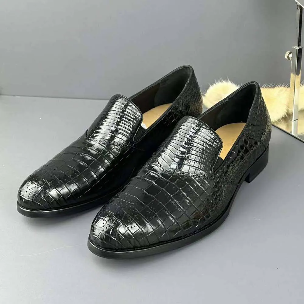 Crocodile Shoes Genuine Crocodile Skin Leather Classic Fashion Brogue Slip On Driving Loafers Breathable mesh