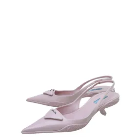 Fight Mode Silk Feel Prada Alabaster Pink Comma Heels Slingback 38
