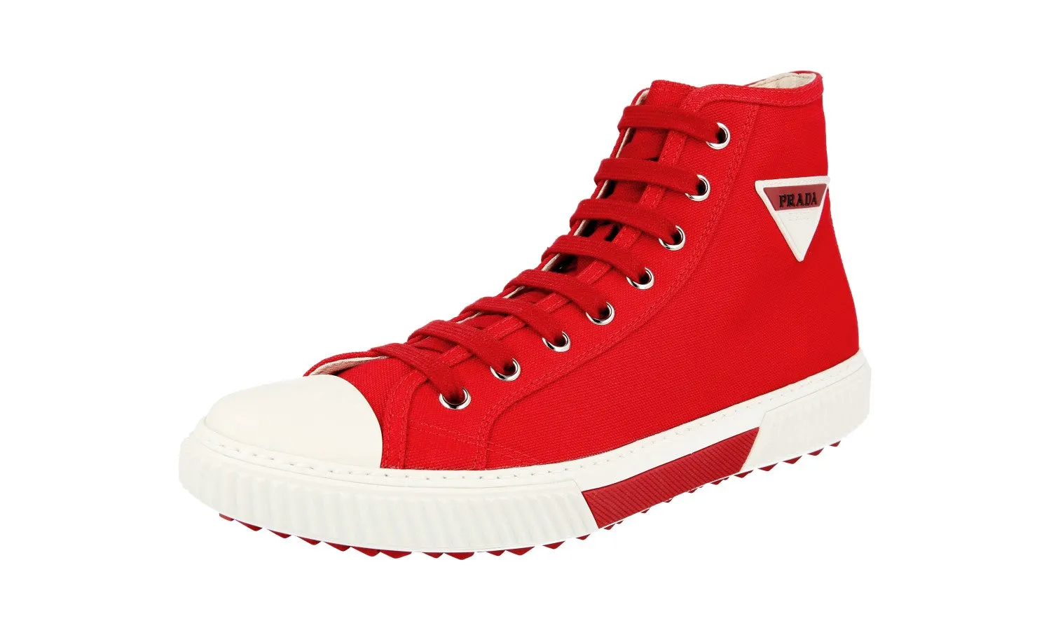 Prada Men's Red Stratus High-Top Sneaker 4T3306 Daily Basics