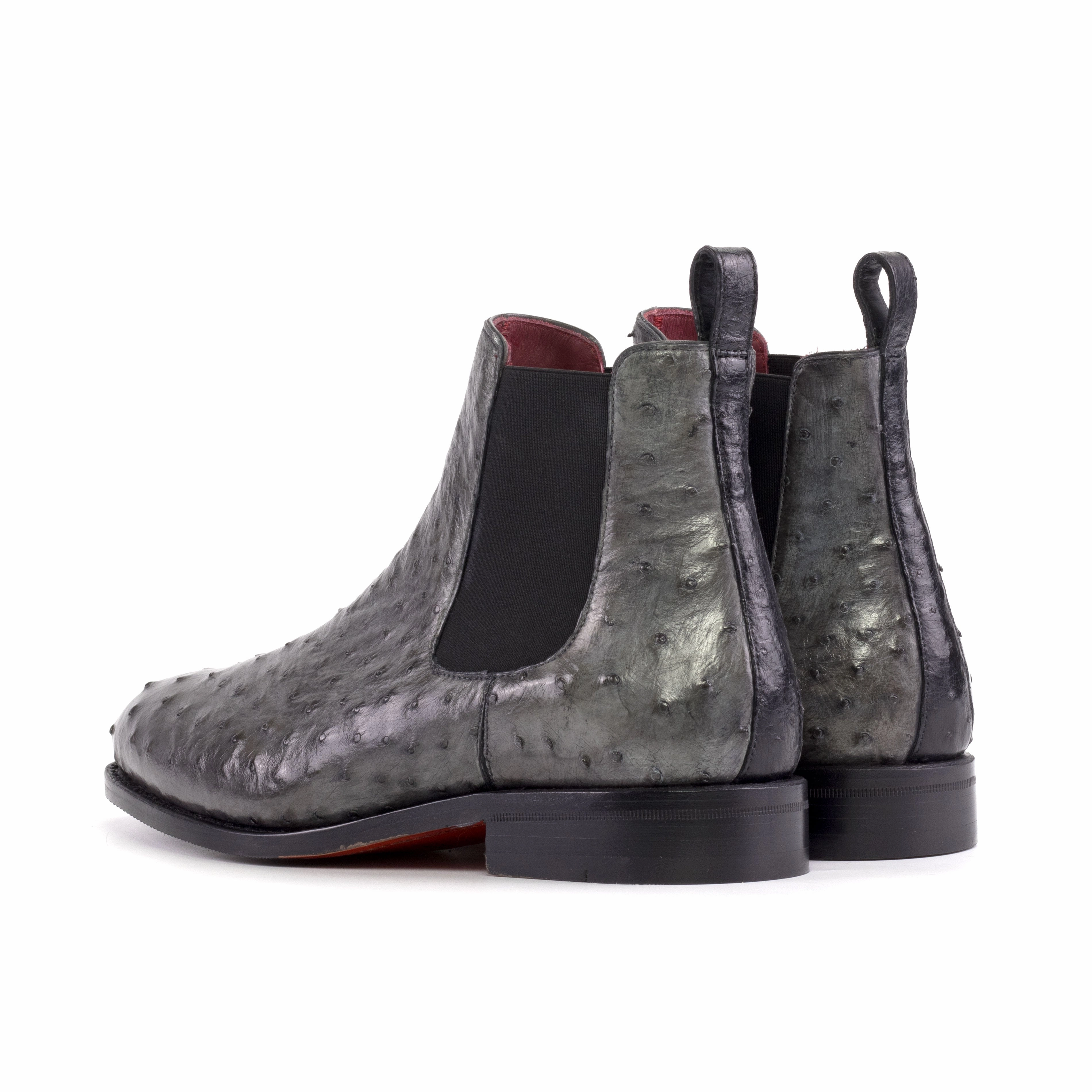 Grey Ostrich Chelsea Boots Comfort Lining Cold Weather Commuter